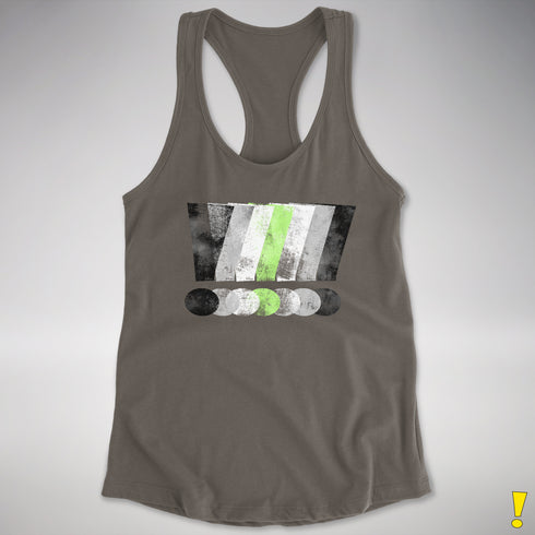 Agender Pride Grunge Exclamation Points Racerback Tank - Dark Grey